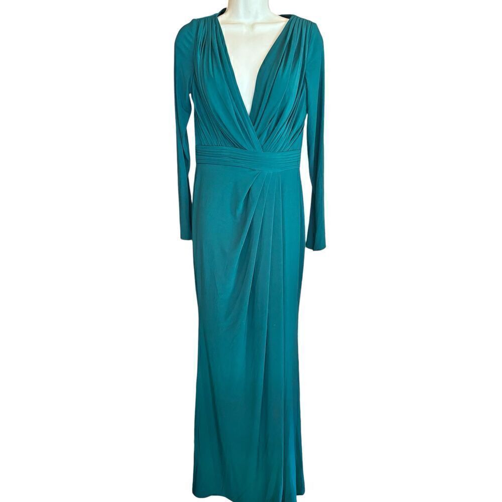 Ieena for Mac Duggal 26554I Long Sleeve High Slit Dress in Emerald Green NWT Siz - Picture 4 of 7